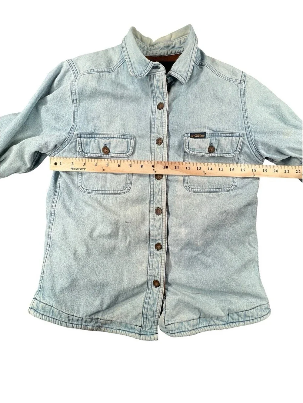 Vintage Woolrich Fleece Lined Distressed Denim Shacket Jacket
